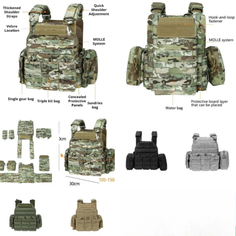 

Military Tactical Vest Body Armor Combat Army CS Gear Hunting Plate Carrier Airsoft Accessories Wargame Pouch Molle Vest Hunting
