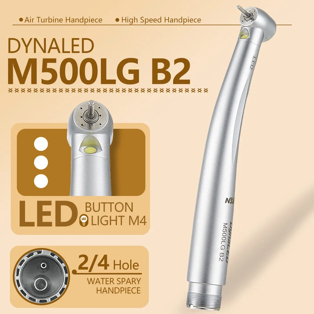 NSK DynaLED M500LG Turbine Handpiece Push Button Dental High Speed Handpiece with LED Light 4 Water Spray Ceramic Bearings