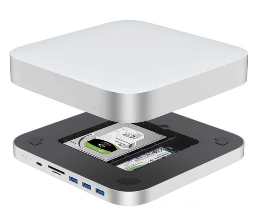 Mini Dock Hub para Mac M1/M2/M4 - Base de expansión de aluminio con HDMI, carcasa para disco duro, puertos USB y soporte de refrigeración