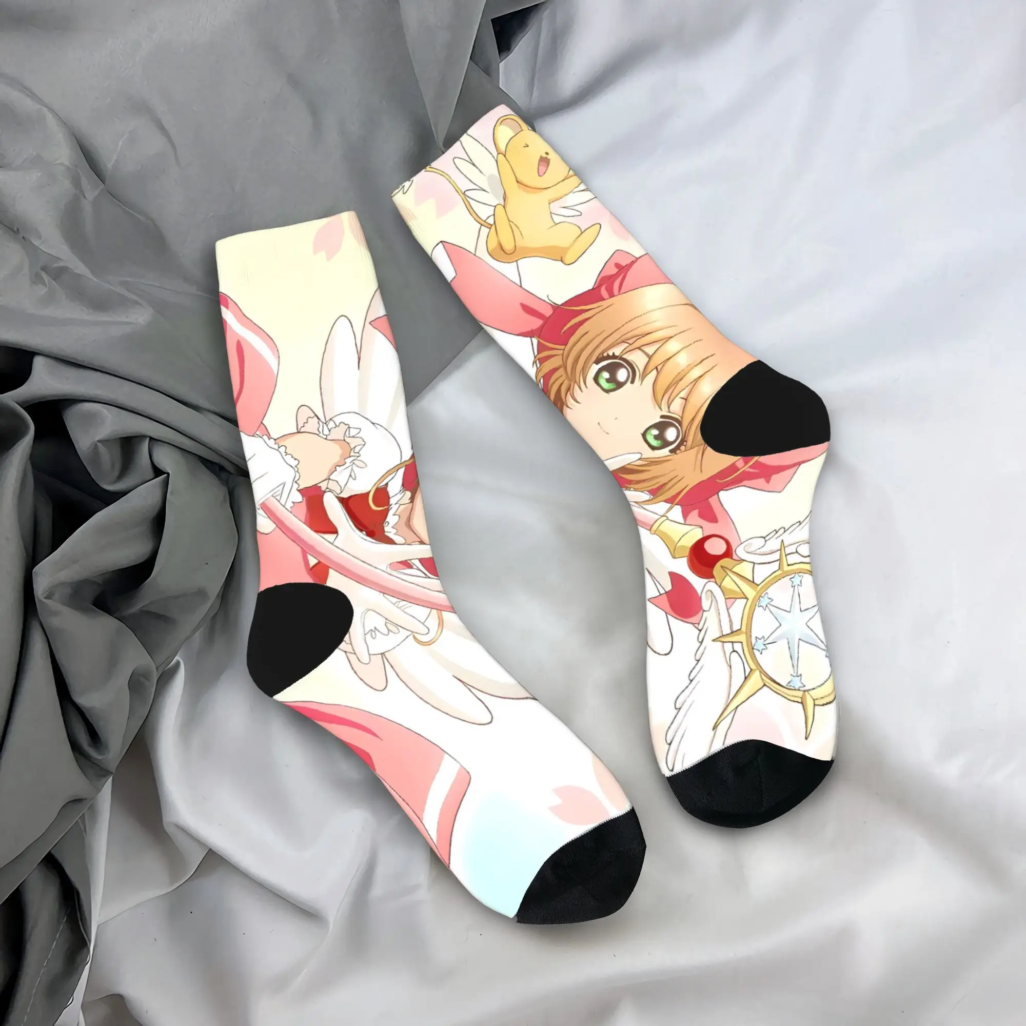 أنيمي كاردكابتور ساكورا الجوارب الخريف جوارب خمر الكبار الرجال الجوارب الناعمة تصميم الدراجات المضادة للبكتيريا الجوارب