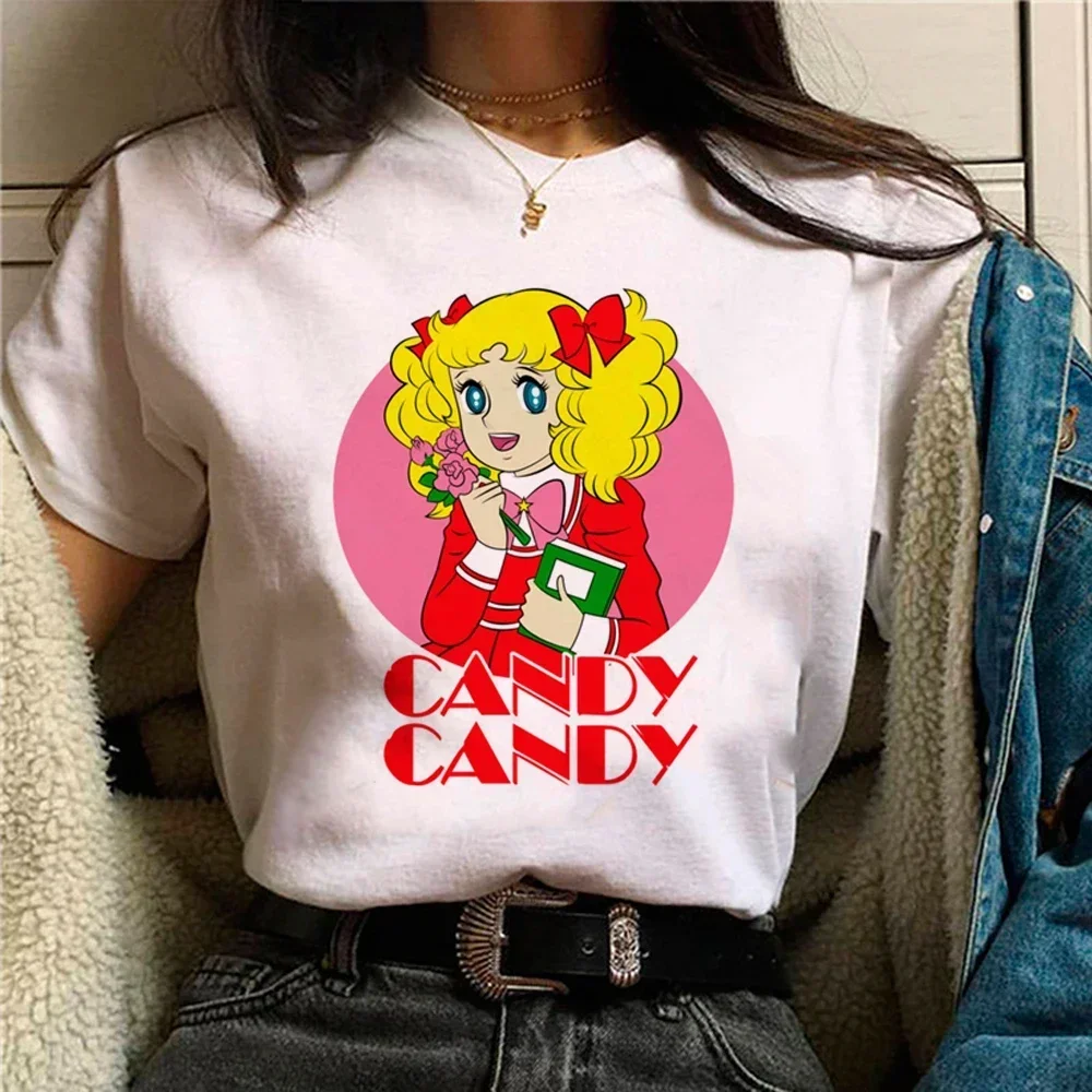 Candy Candy Top Women Summer T Shirt Girl Graphic Designer Anime Y2k Tops Tees Female Clothing