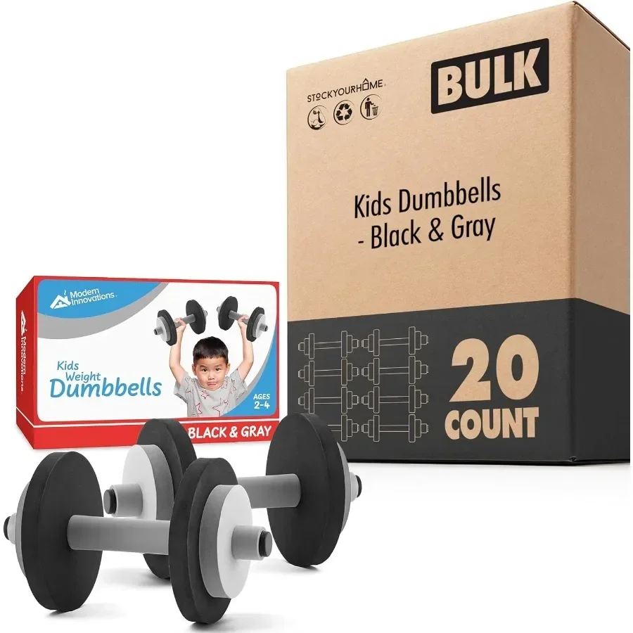Weight Set 20 Pack,Toy Dumbbells, Dumbbell Workout Weights, Fun Fitness Equipment (Black and Gray)