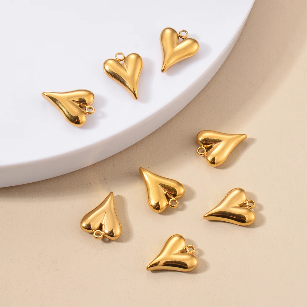 Wholesale 5pcs/lot No Fade Heart Charms Stainless Steel Cute Heart Pendants DIY Jewelry Making Accessories