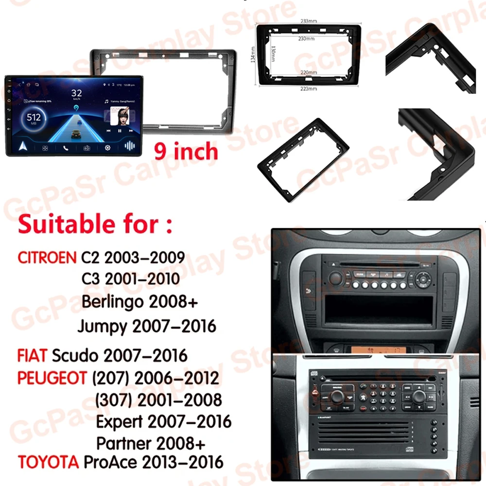 Carplay Android Wireless Radio For CITROEN C2 C3 2001-2010 Multimedia Center Smart Car Systems 5G Wifi GPS Touch Screen Display