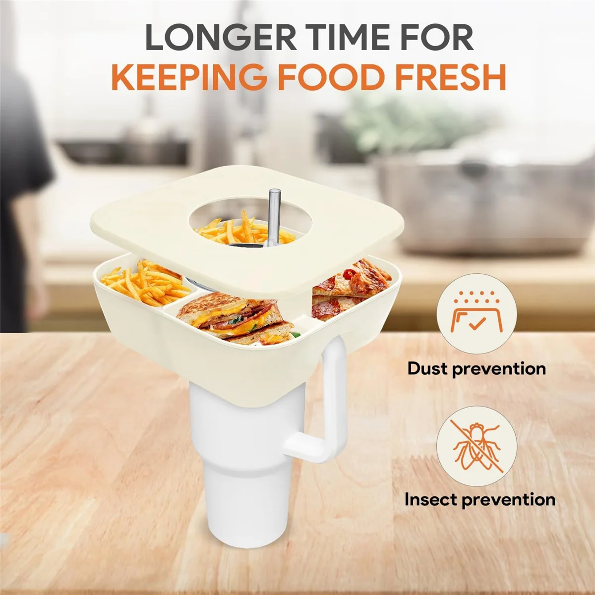 وعاء الوجبات الخفيفة A88M لكوب ستانلي مع غطاء، حلقة الوجبات الخفيفة القابلة لإعادة الاستخدام ل بهلوان 40 أونصة بمقبض، صينية الوجبات الخفيفة لكوب ستانلي