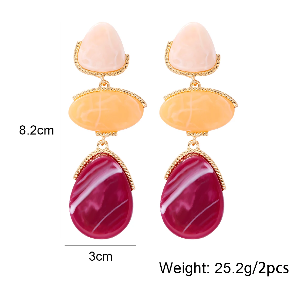 2024 New Acrylic Purple Water Drop Pendant Earrings for Women Fashion Multilayer Dangle Earrings Statement Jewelry Wholesale