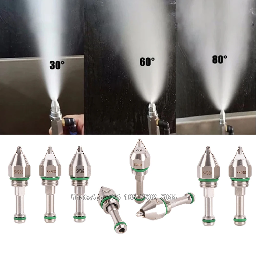 Air Atomizer Spray Nozzle Ultrasonic Nozzle Dry Fog Super Fine Mist Air Atomizing Nozzle 304 Stainless Steel Dust Removal Nozzle