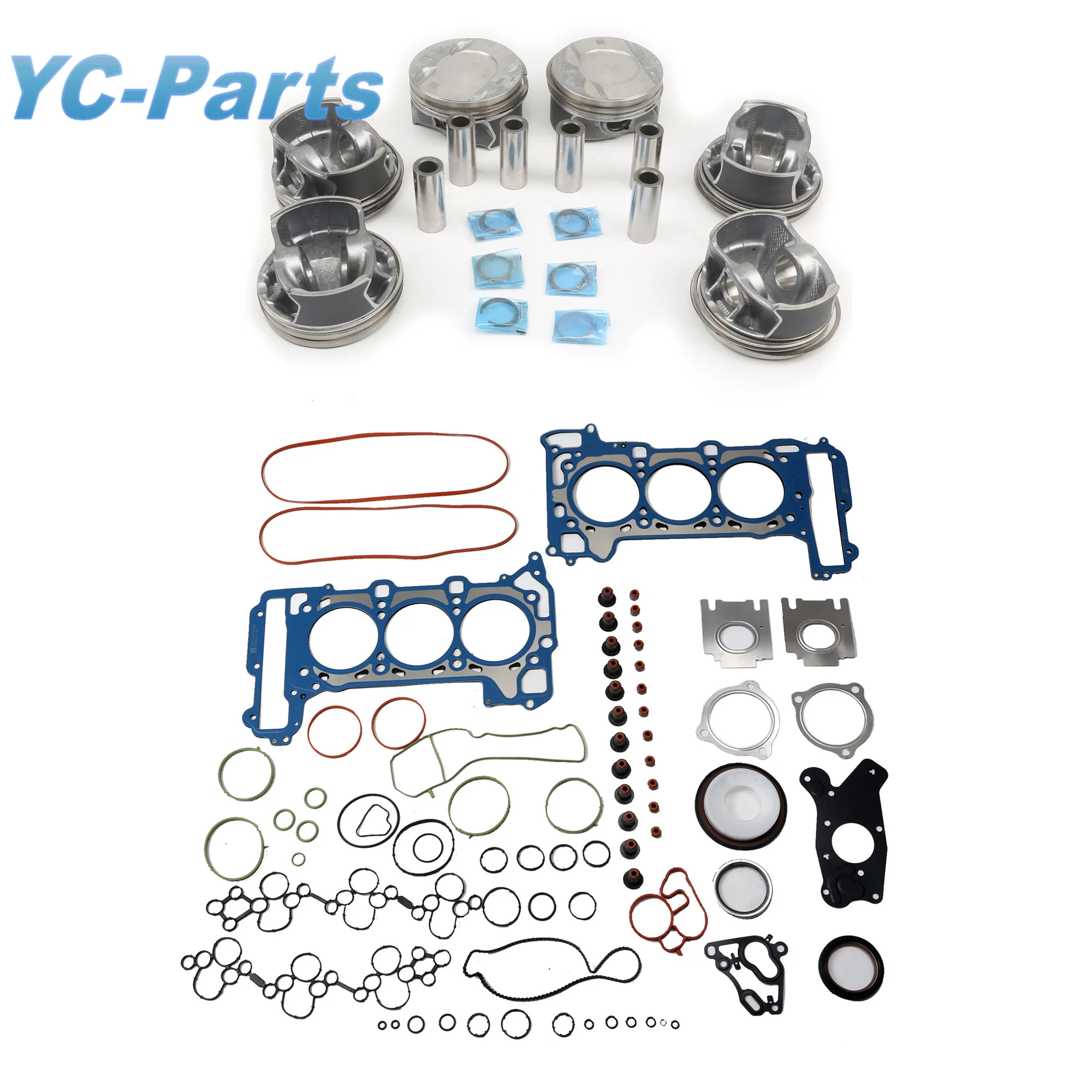 

EA839 3.0T Engine Cylinder Head Seal Gasket Kit & Pistons & Rings Set for AUDI A4 A5 A6 A7 A8 Q5 Q7 Bentley Porsche VW Touareg