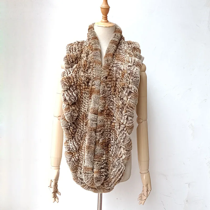 

Stock Real Rex Rabbit Fur Round Scarf With Wave Cut Women Long Fashion Warm Thick Natural Fur Scarves Genuine Fur Muffler
