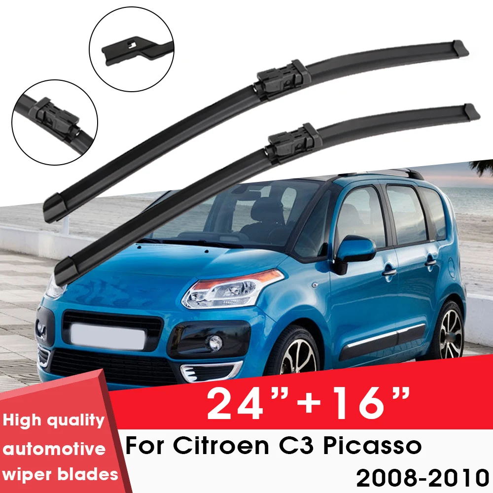 

Car Wiper Blade For Citroen C3 Picasso 2008-2010 24"+ 16" Windshield Windscreen Clean Naturl Rubber Cars Wipers Accessories