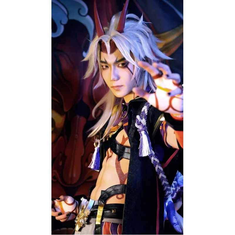 Game Handsome Uniform Genshin Impact Arataki Itto Cosplay Costume Male Battle Activity Party Role Play Halloween Carnival Gift