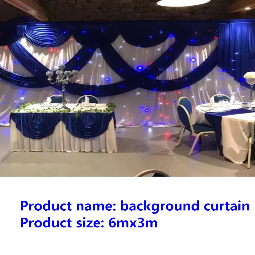 Stage Curtain With Sequins and Swags, Colorful Backdrop, Ice Silk, Wedding Party, Stage Decoration, 3m X 6m (10x20Ft)