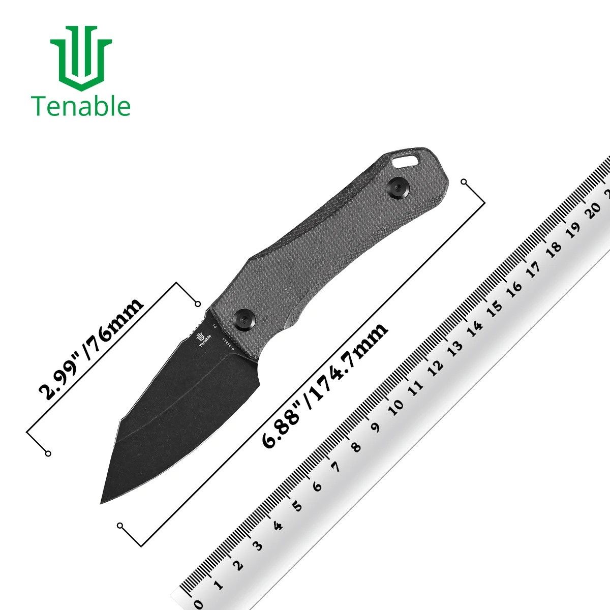 

Нож Tenable Fixed Blade Loki G1058 с фиксированным клинком 2,99 дюйма из стали D2/Дамасской стали и рукоятью из G10/PEI/Micarta, с ножнами, компактный, для активного отдыха