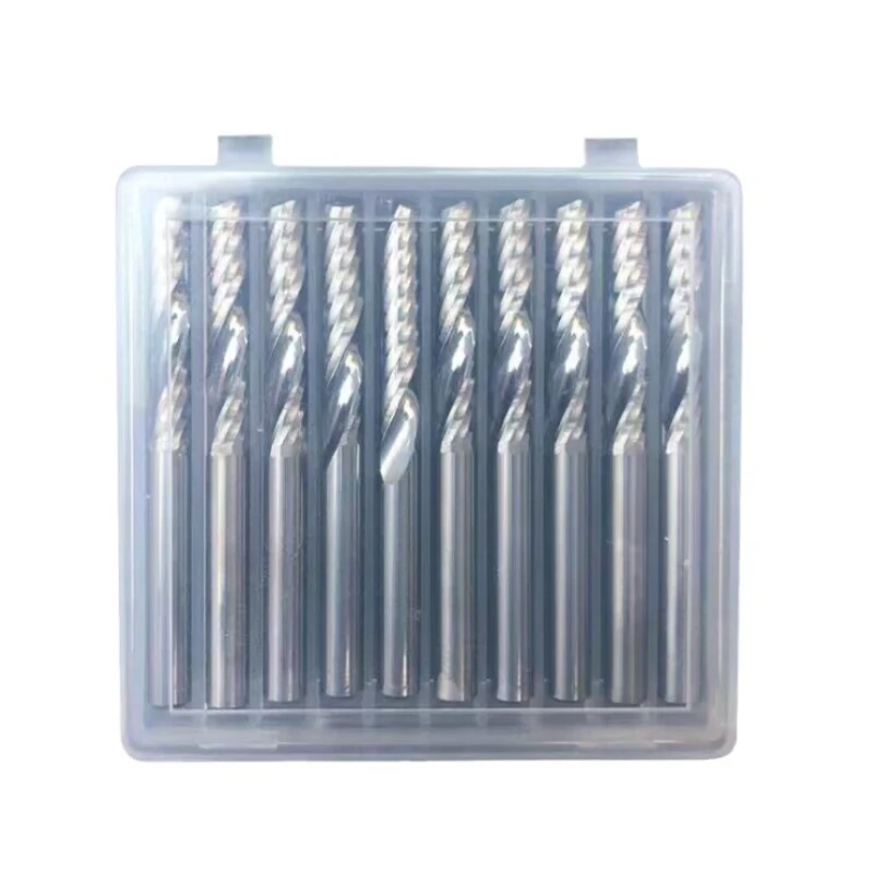 10PCS 3.175x12/15/17/22x38mm Single Edge Spiral Milling Cutter Solid Wood Cutting Knife CNC Numerical Control Tool