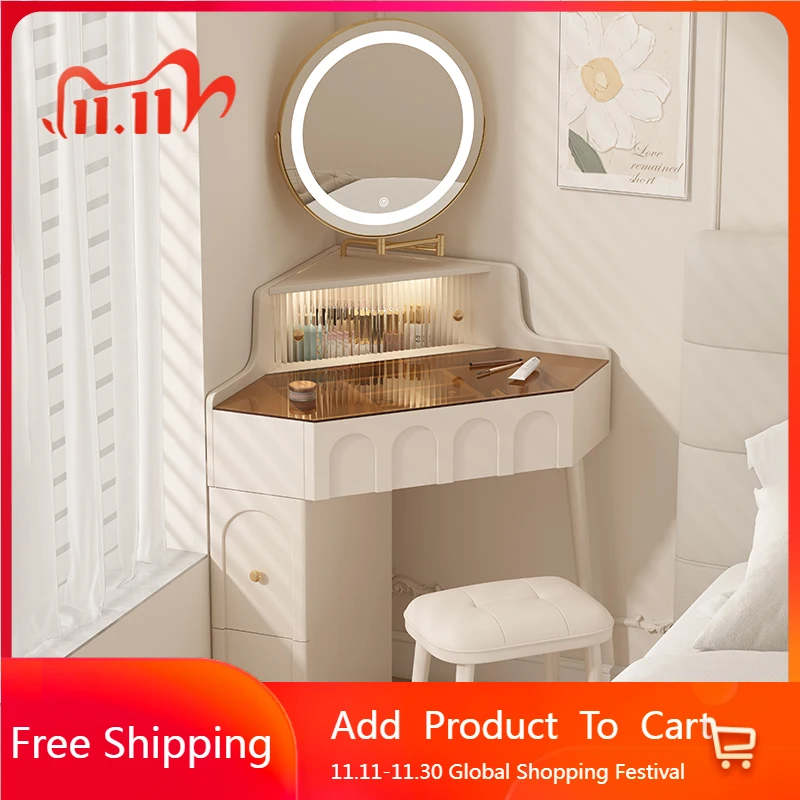 Meja Rias Rias Mewah Kursi Putih Samping Tempat Tidur Meja Rias Modern Belajar Furnitur Pernikahan Kayu Kopi Murah Nyaman