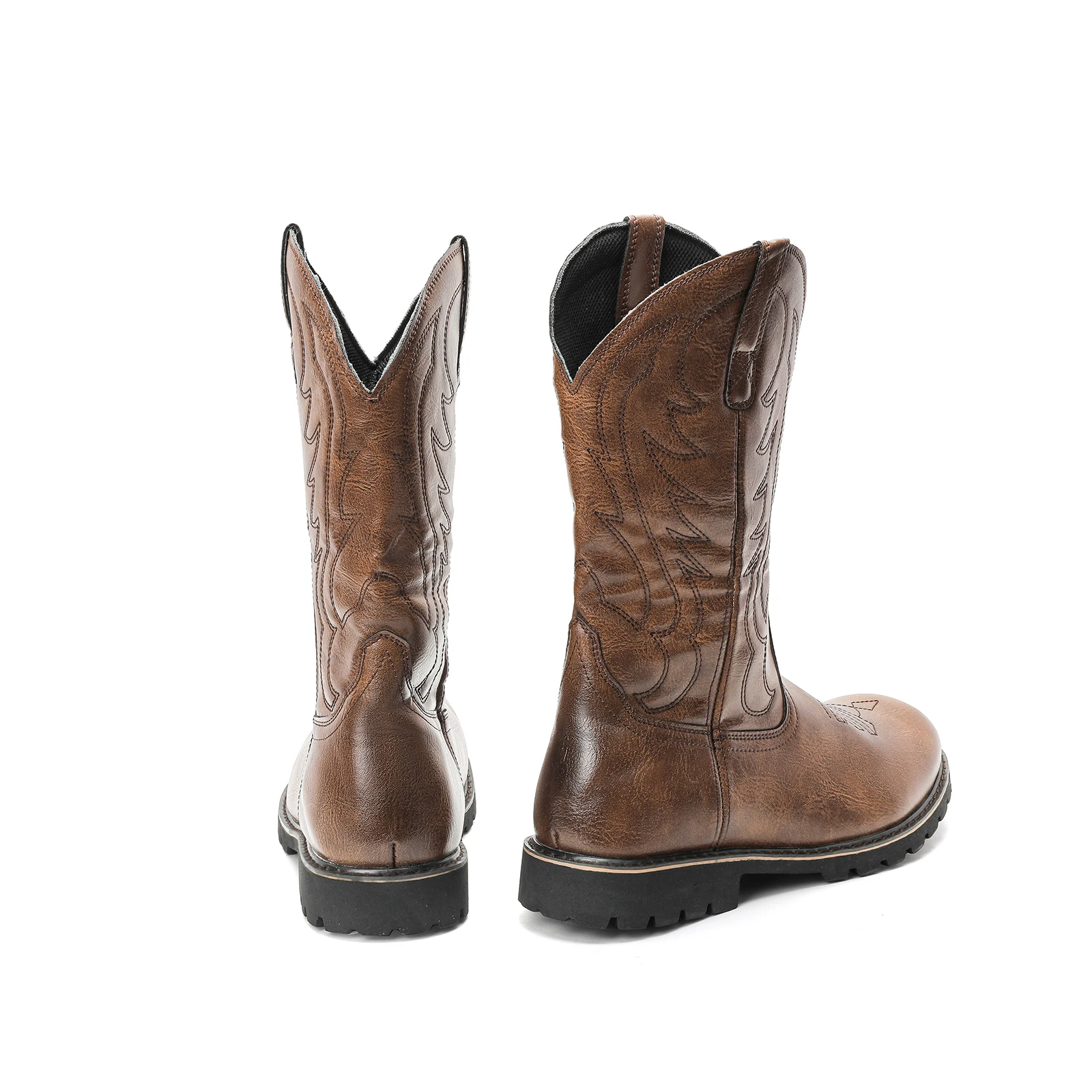 Botas ocidentais de couro masculino confortável botas de cavaleiro antiderrapante botas de cowboy vintage leve outono inverno botas tamanho grande 48