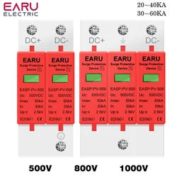 SPD 2P 3P DC 500V 800V 1000V 20KA~40KA 30KA~60KA House Lightning Surge Protector Protective Low-voltage Arrester Device PV Solar