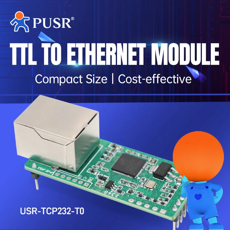 

(Price for 4 Piece)PUSR TTL to Ethernet Module Plug-in packet design with 1*TTL, 1*RJ45 10Mbps ETH USR-TCP232-T0