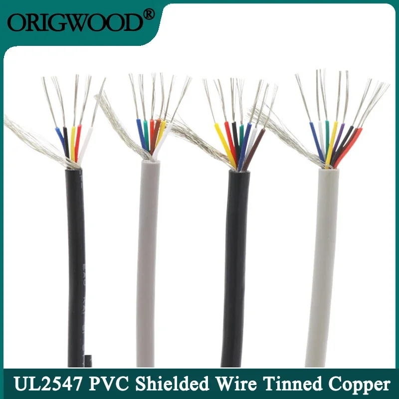 

5/10m UL2547 Shielded Wire 30 28 26 24 22 20 18 AWG Channel Audio 2 3 4 5 6 8 Core Headphone Copper Control Wires Signal Cable