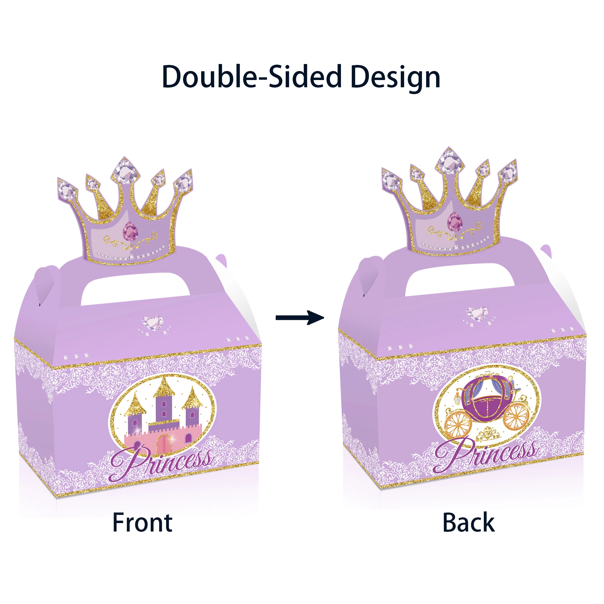 DD153 4Pcs Sweet Princess Crown Diamond Castle Birthday Party Favor Box Candy Packing Gift Bags Baby Shower Party Decorations