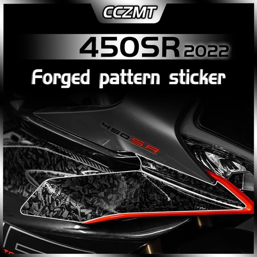 Imagen 1 del producto Pegatina de fibra de carbono forjada para CFMOTO, calcomanía de protección de tanque de aceite, flor de tracción, accesorios de modificación, 450SR 2022