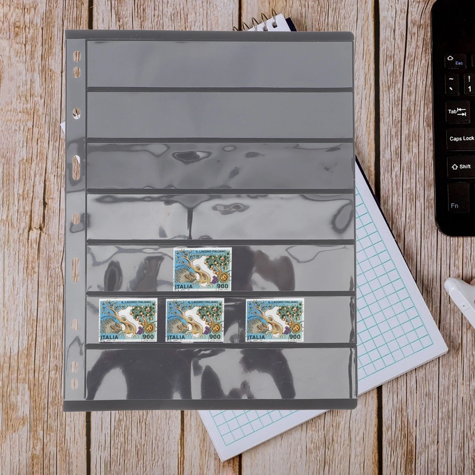 10pcs Album Clear Plastic Pages Seven Rows Stamp Collection Inserts Reusable Storage Holder For Stamp Collecting Supplies