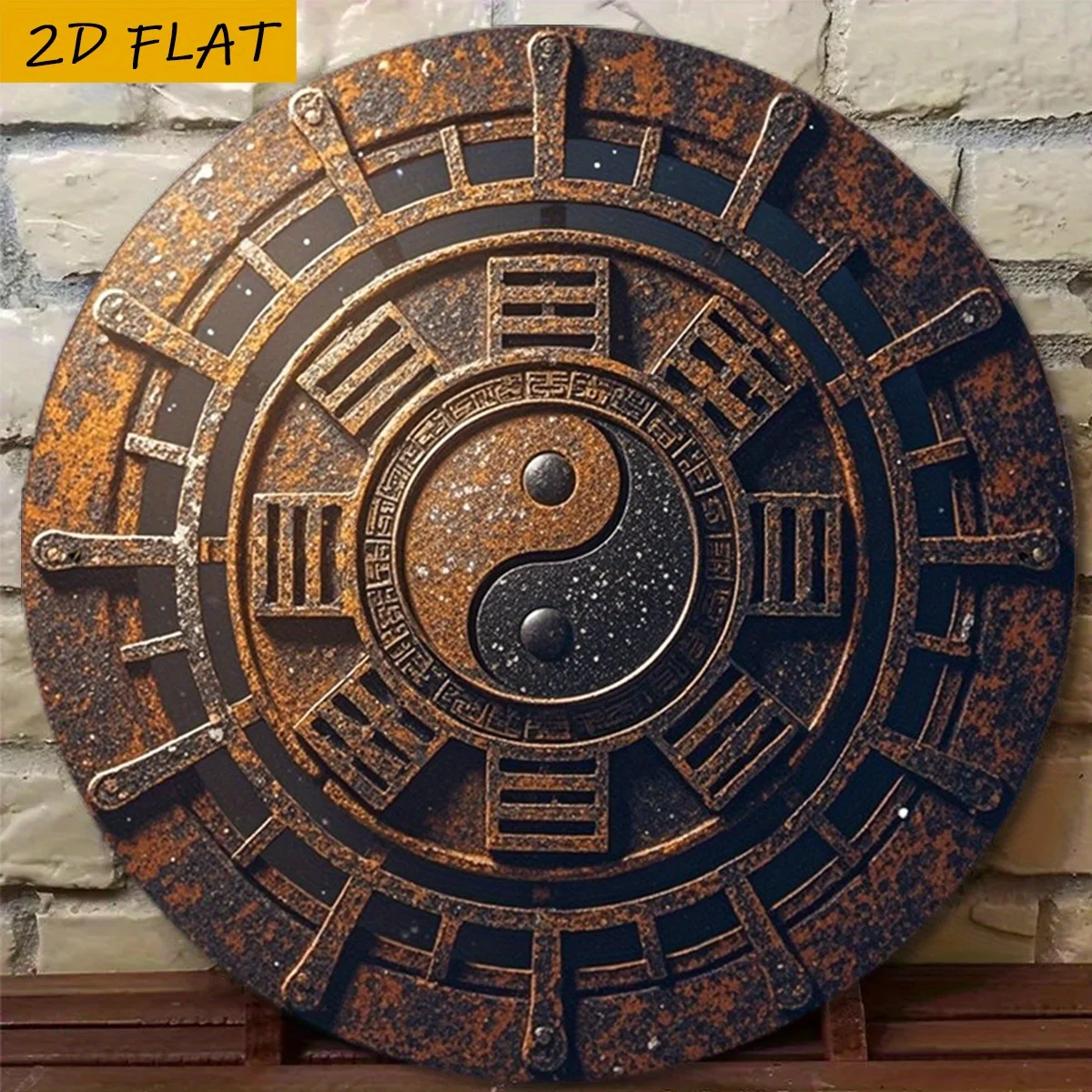 Rustikale Taiji Bagua Platte Eisenwandkunst, Vintage Metallschild für Heim Bar Café Garage Dekoration