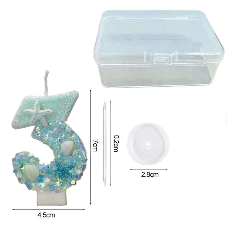 Shell Whispers Ocean Series Number Birthday Candles - Lake Blue Starfish Cake Decor for Party Anniversary view 2