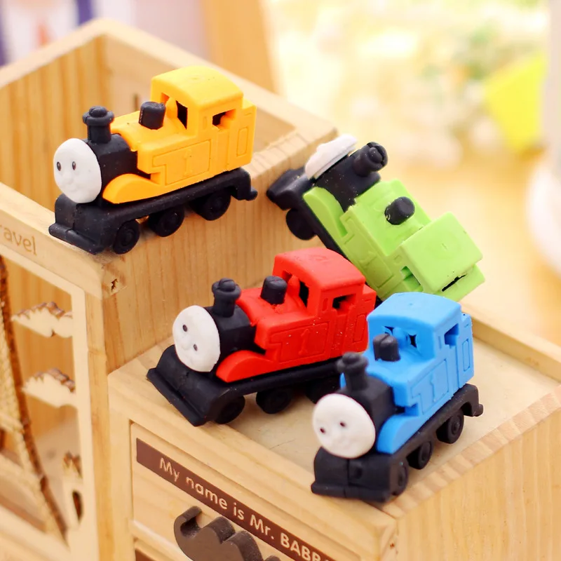 12 Pcs  Creative Cartoon Train Design Rubber Eraser Student Children Gift Wholesale Learning Stationery Toy Erasers