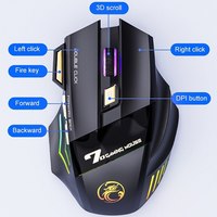IMICE GW-X7 Wireless Gaming Mouse, 3200DPI, Bluetooth/2.4G, 7 Buttons, Rechargeable, RGB LED