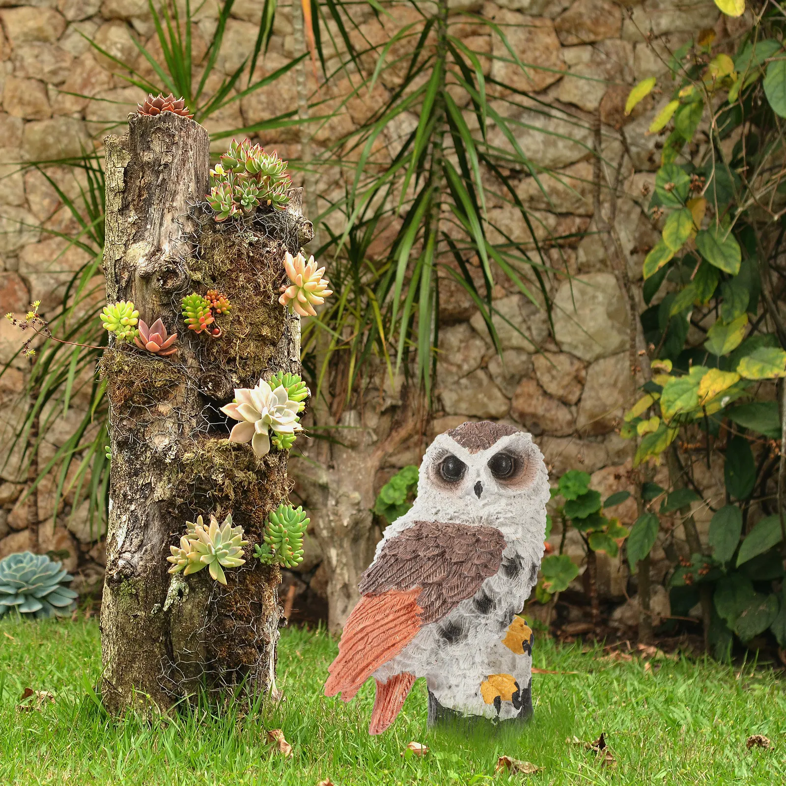 

1pc Resin Owl Statue Cute Cartoon For Home Office Car Desk Garden Decor Desktop Ornament Landscape Animal Sculpture