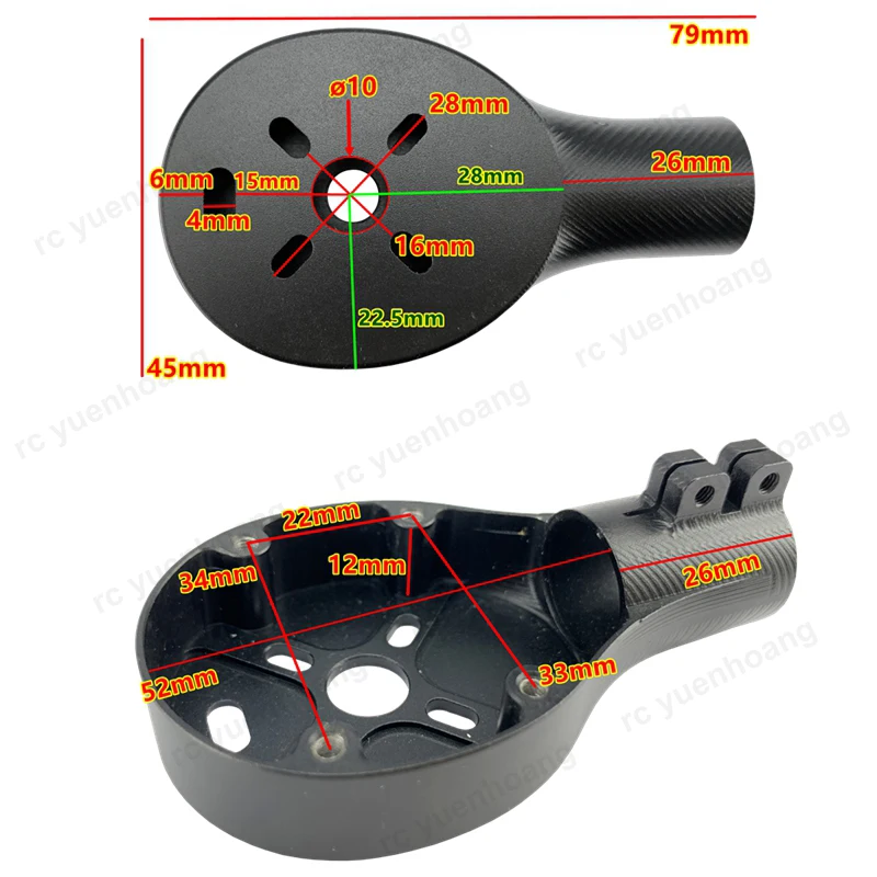 알루미늄 합금 커넥터 금속 모터 시트, 탄소 섬유 튜브, RC 멀티 로터 드론 3-6S 30A ESC 3508 4114 모터, 18mm, 1 개