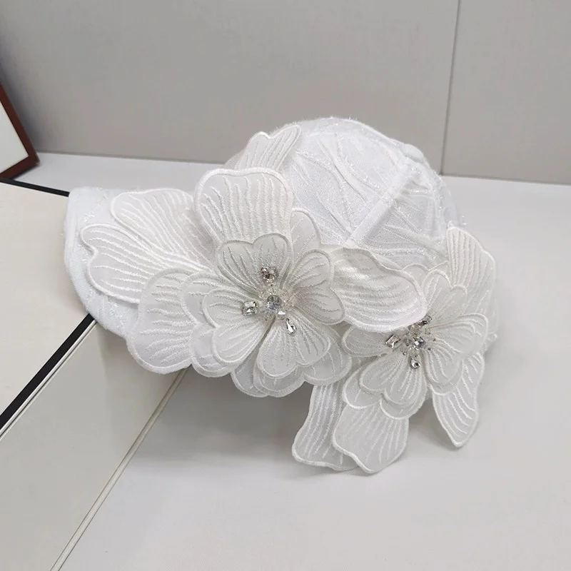Women's Blue Floral Baseball Cap: Sun-Protective, Versatile, Lace-Embroidered Cap