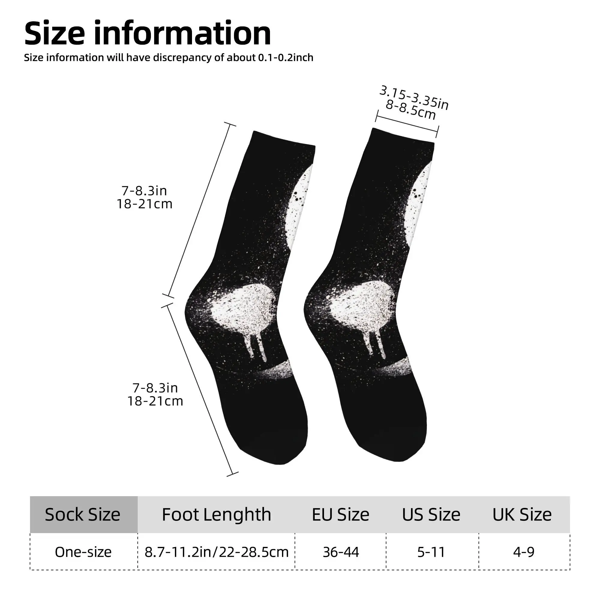 1pc Graffiti Zen Master Spray Paint Yin Yang Printed Men's Socks  Novelty Hip Hop Harajuku Pattern Crew Sock Casual Gift