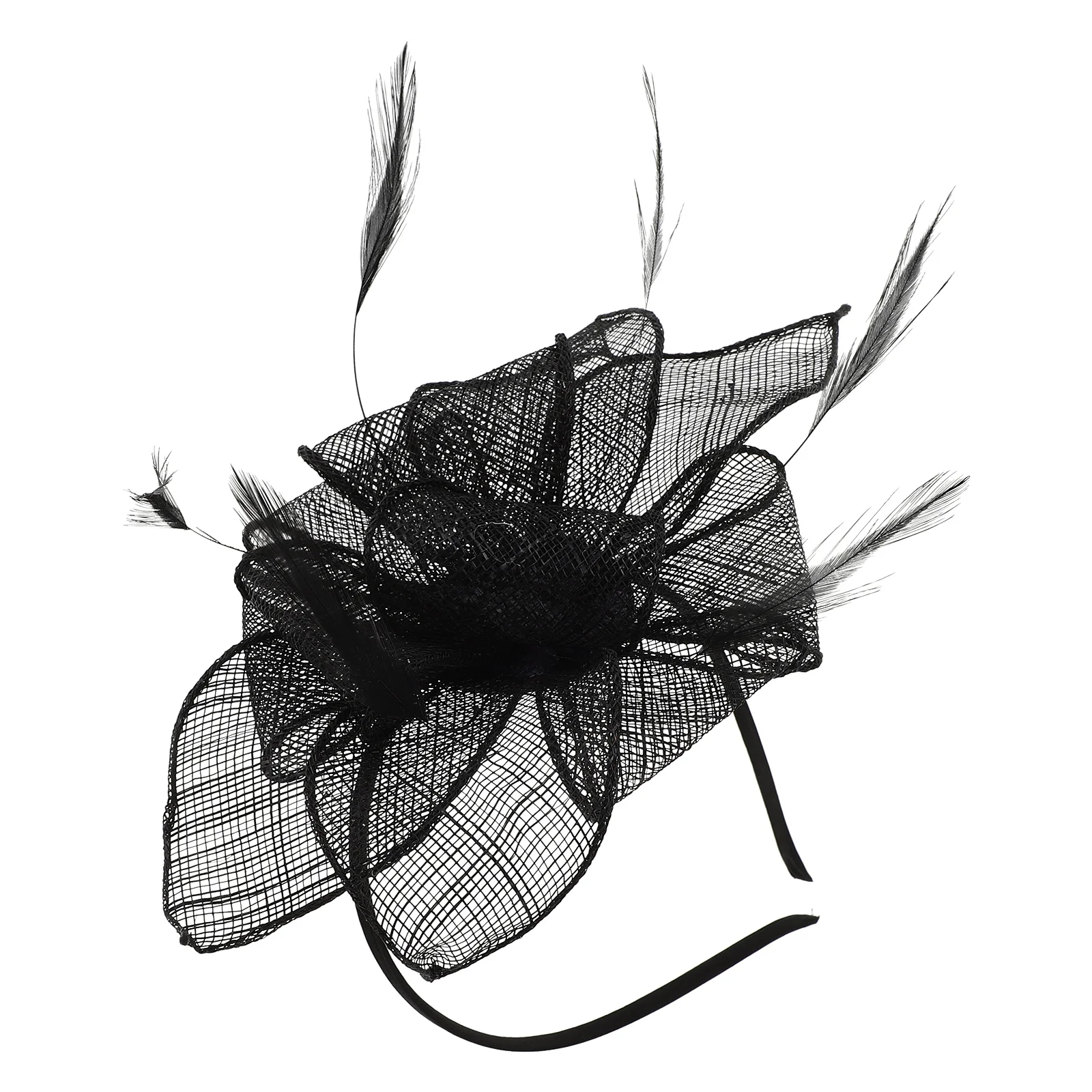 

Headdress Women Black Fascinator Party High Linen Yarn Peach Vintage Breathable Wedding Tea Hats Floral Headb