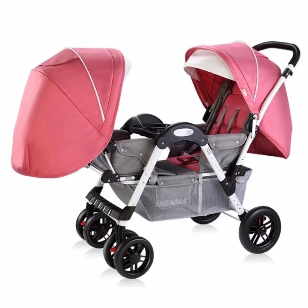 Tandem Double Stroller for Infant and Toddler, Aluminum Frame Twins Stroller, High Landscape Toddler Stroller Face to Face