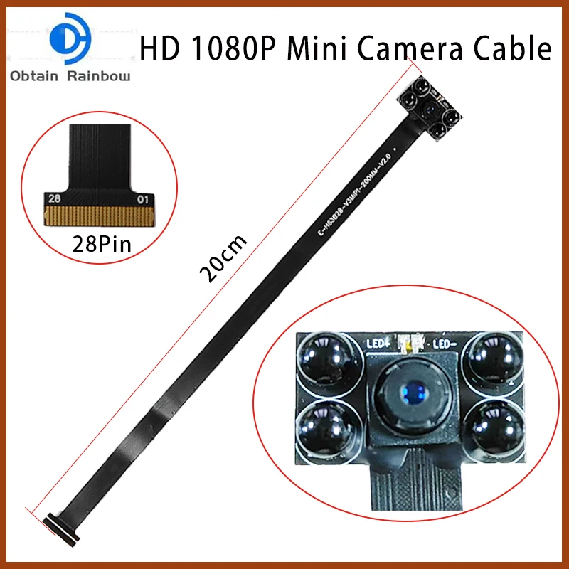 Mini kabel kamery HD 1080P 70 stopni MIPI 28-pinowy interfejs 1/4 obiektyw 200 MM długość