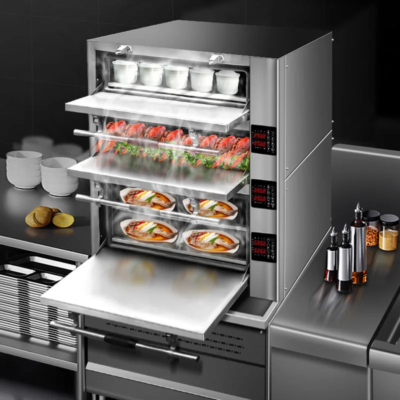 CN-W-90 armadio a vapore per frutti di mare, armadio elettrico a vapore a tre ante, armadio a vapore a gas grande multiporta, vapore vegetale