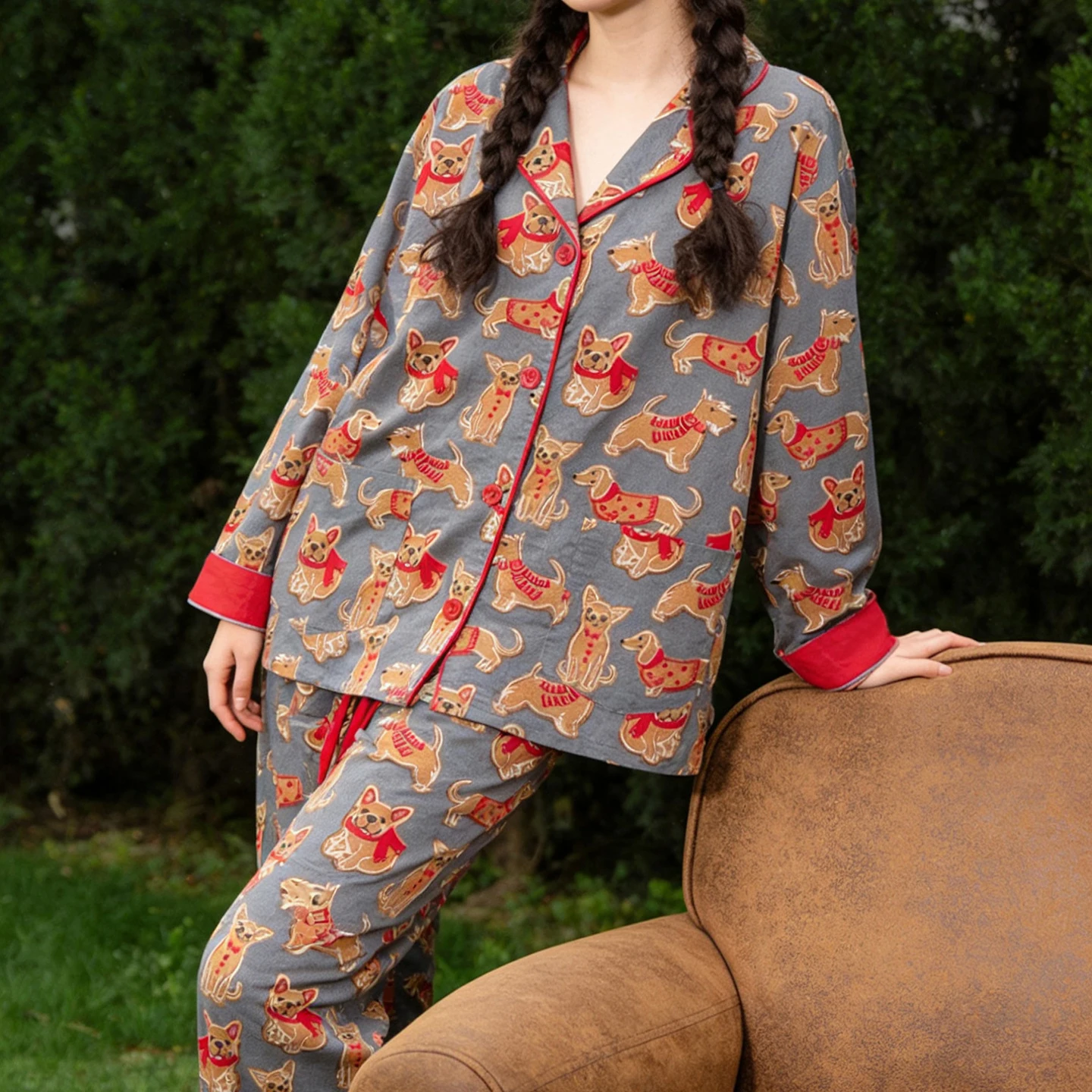 

Women's Pajamas Set Cute Cartoon Print Sleepwear Elegant Top&pants 2pcs Soft Cotton Pyjama Pour Femme Nightwear Loungewear