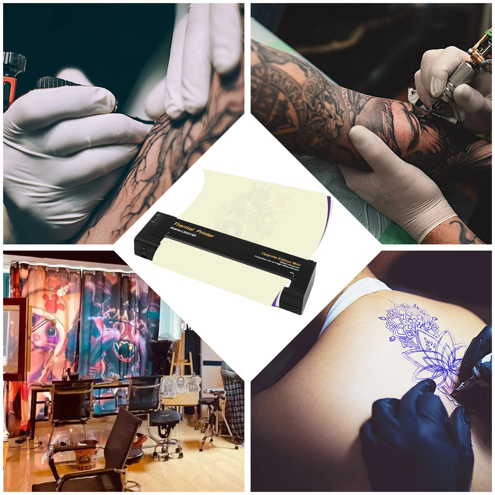 

Портативный термопринтер, мини-принтер 203 точек на дюйм, USB-принтер для футболок с сумкой для переноски футболок и текстилей, сделай сам