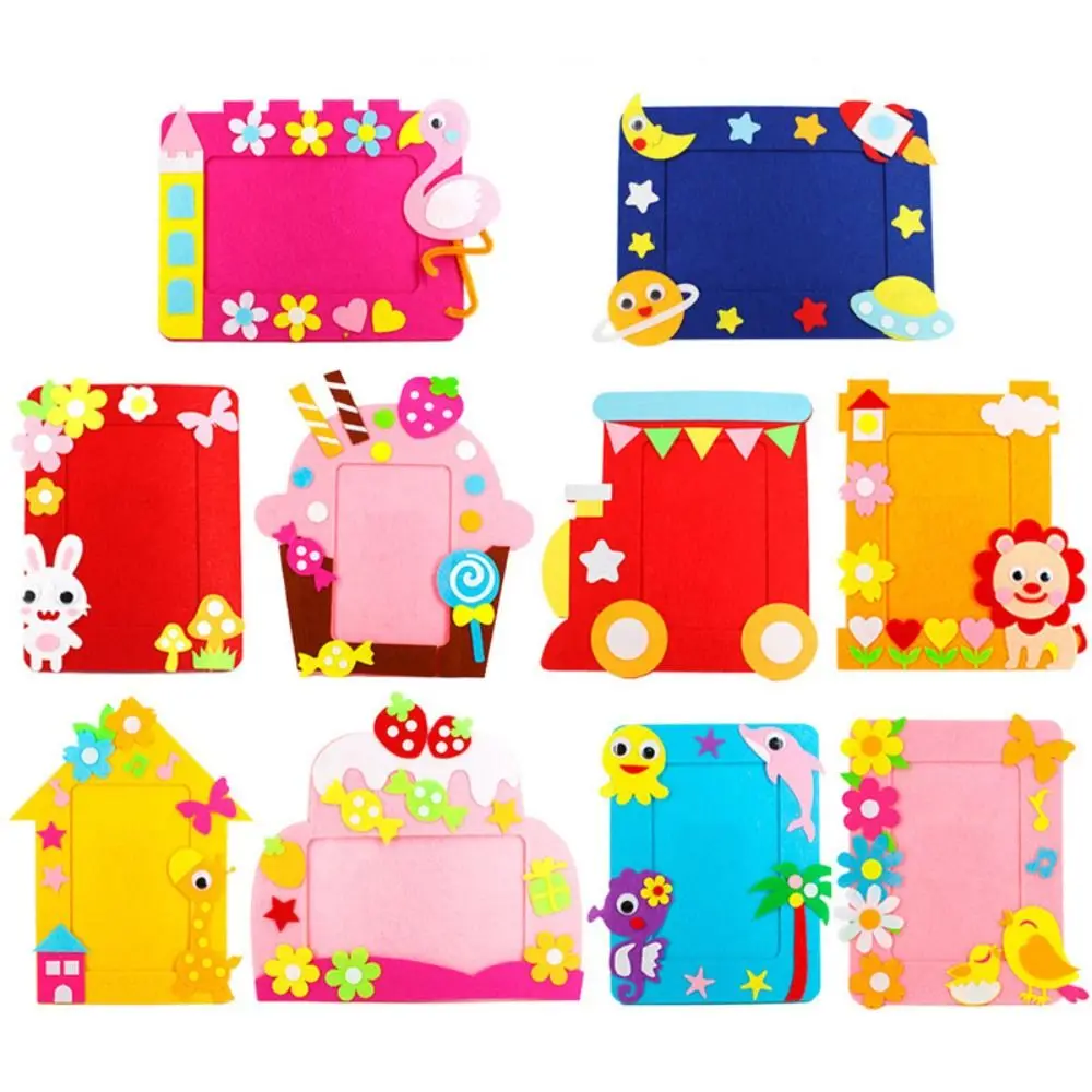 Cartoon Animal Non-woven Photo Frame Handmade Educational Non-woven Picture Frames Applique Sewing Set 3D Photo Frame Children