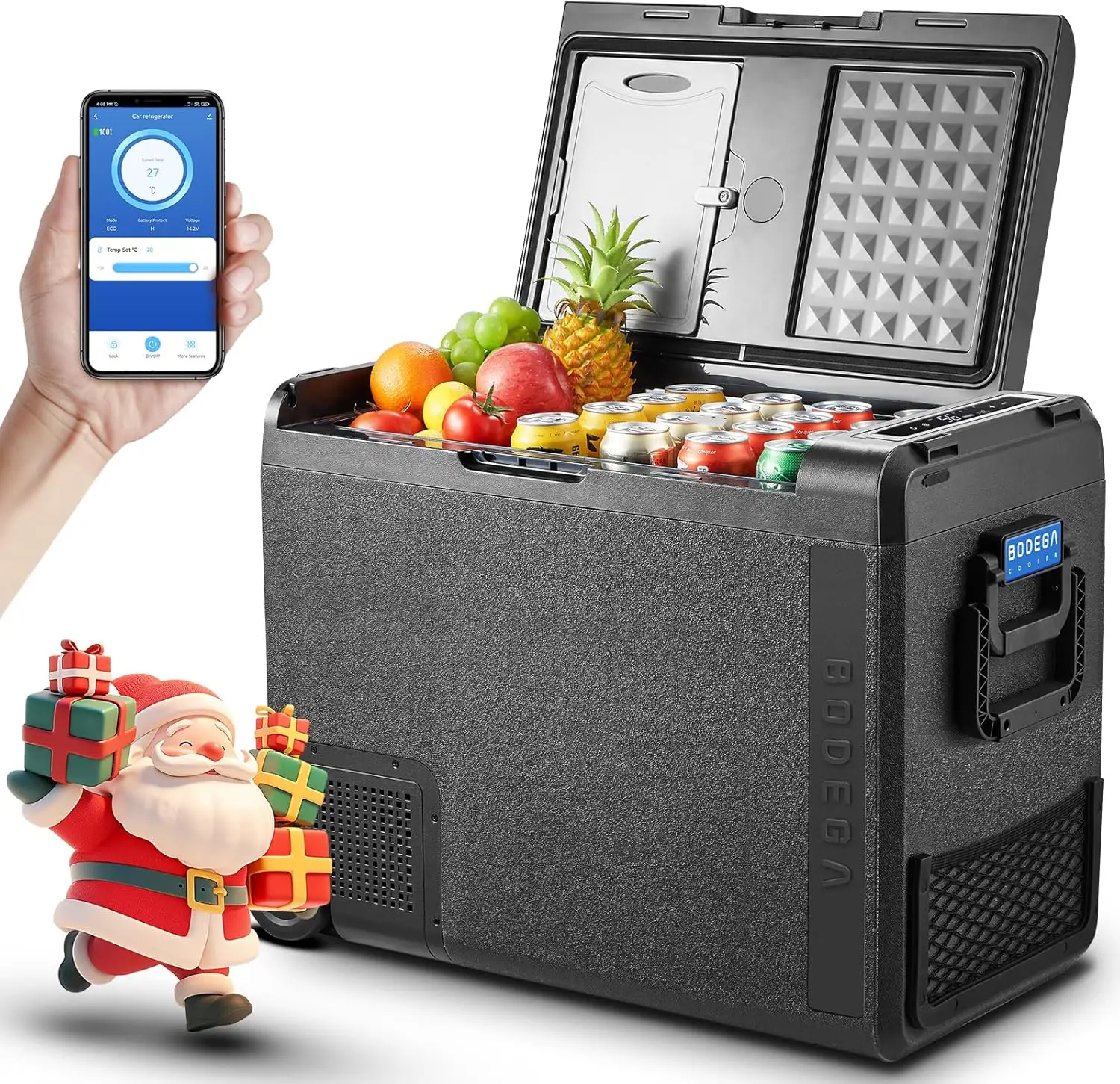 12 Volt Car Refrigerator, 61Quart (58L) Car Fridge WIFI APP Control, Protable Freezer -4℉-68℉, RV Electric Cooler 12/24V DC