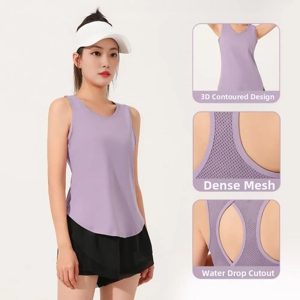 شبكة الظهر اليوغا شبكة الظهر تانك الأعلى التجفيف السريع الجوف خارج تشغيل سترة رياضية سلس أكمام اللياقة البدنية تانك الأعلى ممارسة اليوغا