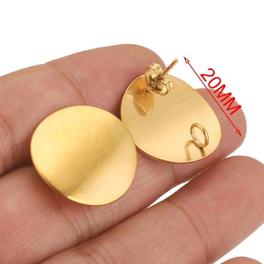 10pcs Lot Stainless Steel Gold Earrings Circle Hooks Posts Earrings Base  Back for DIY Jewelry Making Supplies Wholesale Bulk
