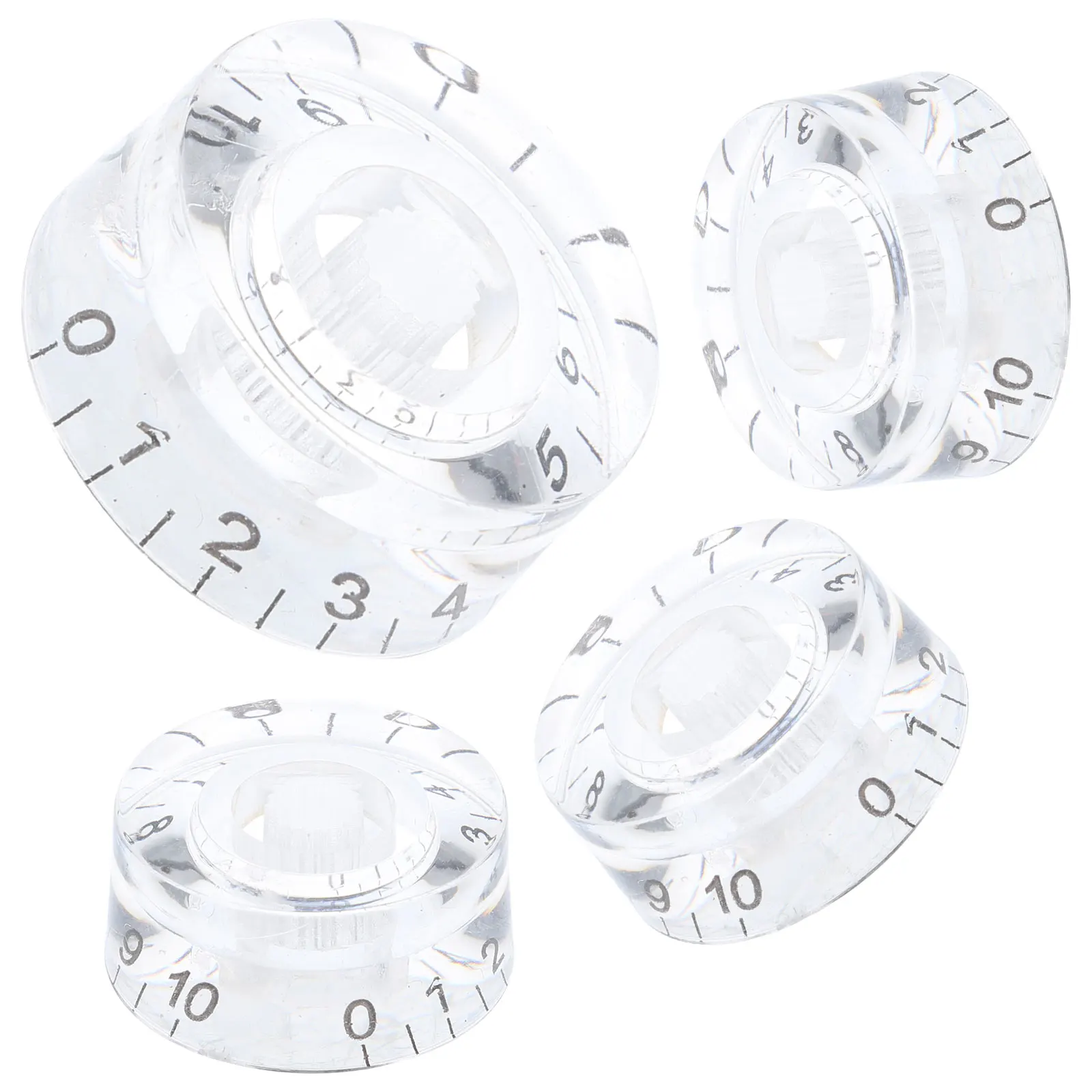 

4pcs Volume Knob Transparent Acrylic Black Letter Potentiometer Tone Control Guitar Bass Replacement Parts Accessories