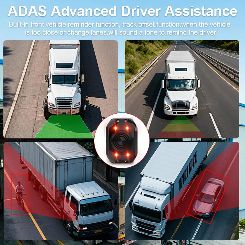 10.1 Inch 6CH AI BSD Truck Blind Spot Detection System ADAS Voice Alarm Touch Screen DVR Recorder Monitor For Truck RV Van Bus