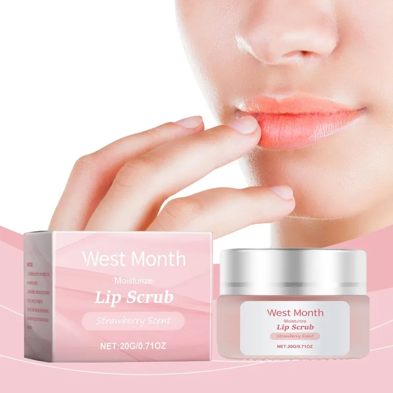 Erdbeerduft-Lippenpeeling, 20 g, Peeling, Entfernung abgestorbener Haut, Aufhellung, Verblassen von Lippenlinien, Anti-Risse, feuchtigkeitsspendende, zarte Lippenpflege