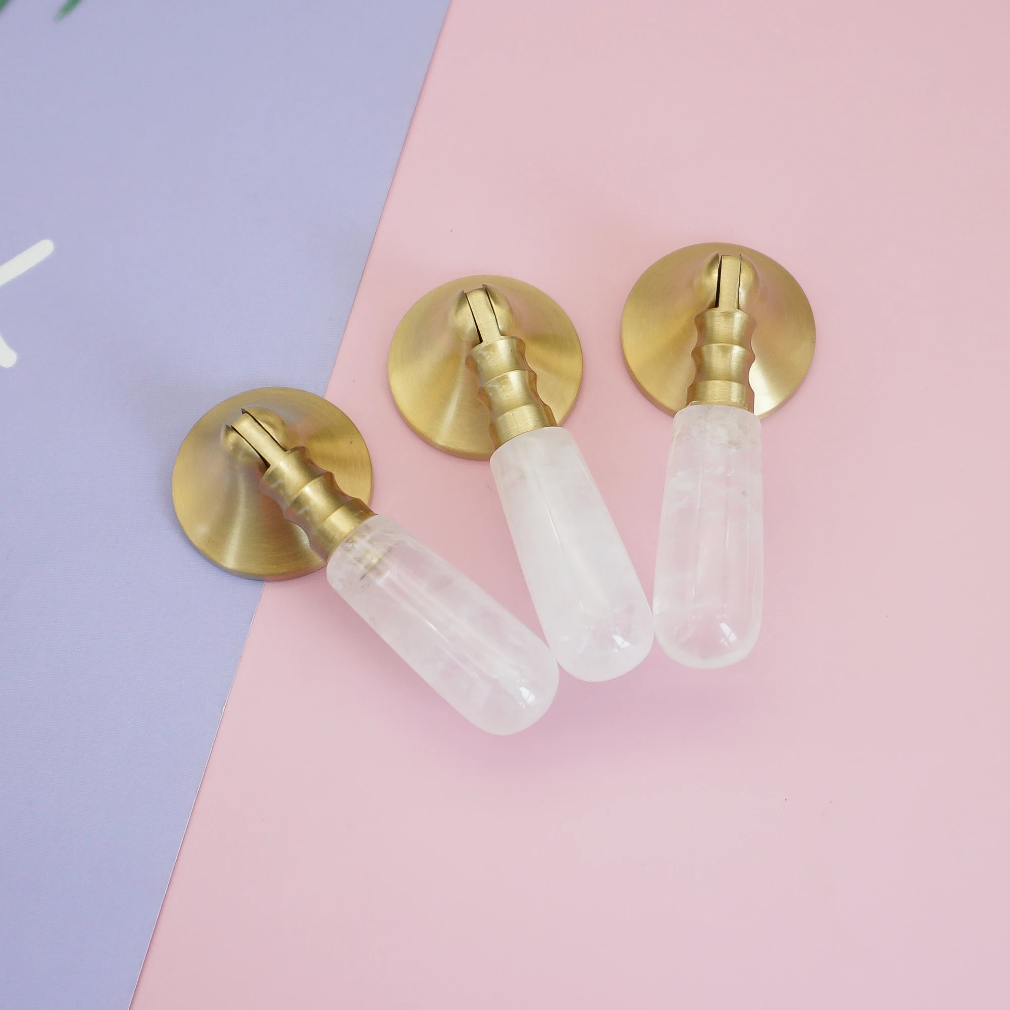 คริสตัลสีชมพูธรรมชาติ + ที่จับ - Furniture Hardware Drop Pulls บทวิจารณ์และราคา