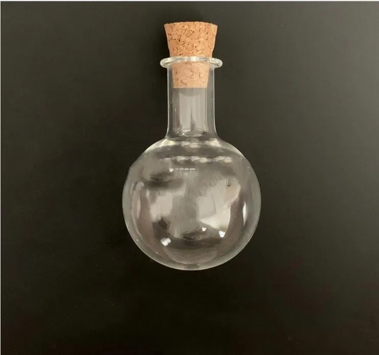 1/2X Clear Glass Spherical Round Glass Bottle Hanging Decor Glass Potion Bottle Cork Glass Vial Wedding DIY Drift Bottle Perfume