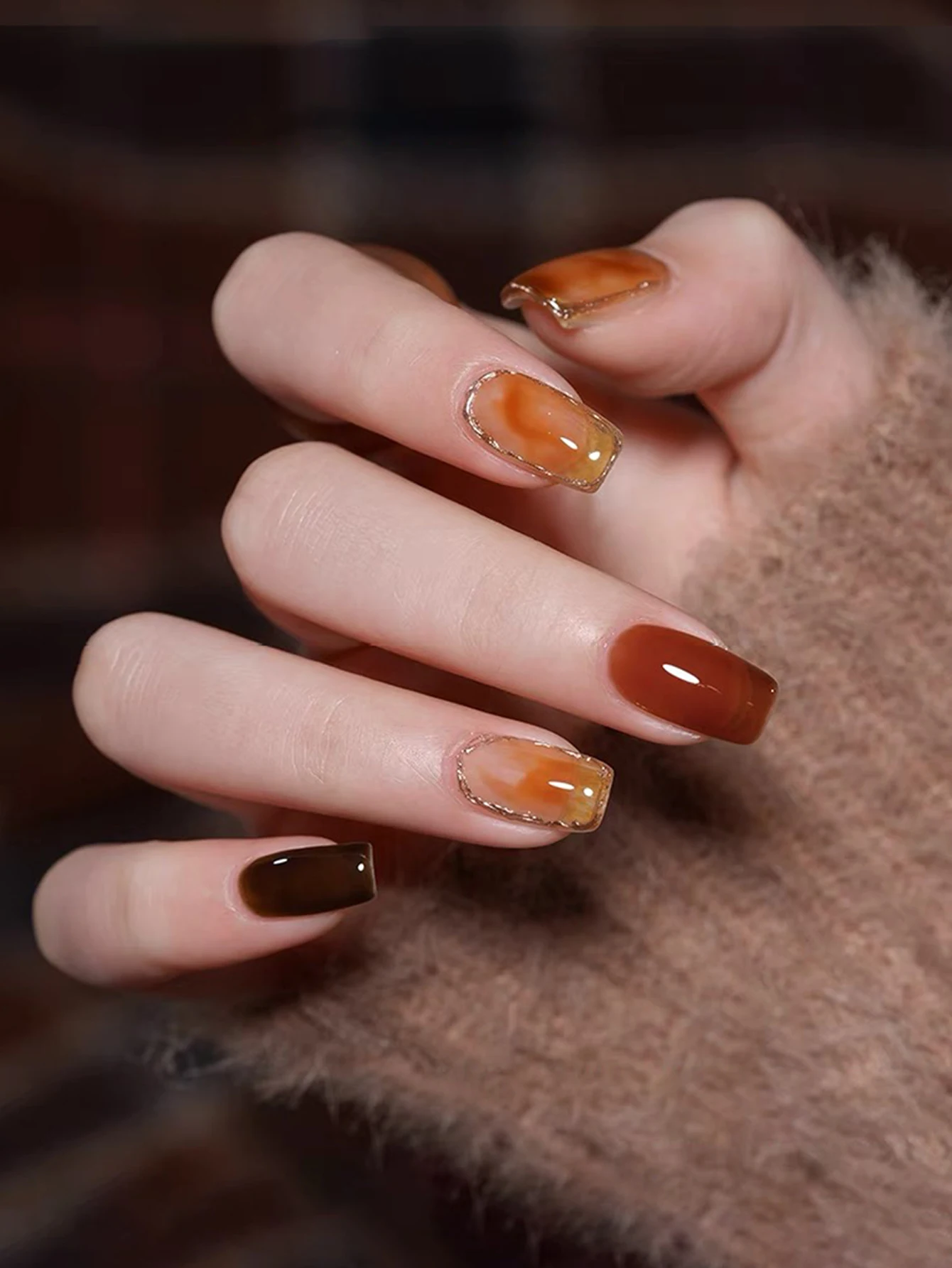 MIANEL 12ML/PCS 2rd Autumn Maillard Tortoise Shell Gelly Amber Gel Nail Polish Autumn Nails Brown Nails Chritmas Nails